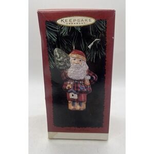 Hallmark Woodland Santa‎ Christmas Ornament Pressed Tin 1996